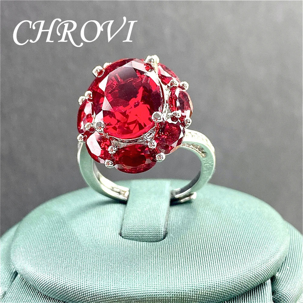 New luxury 925 pure silver gemstone yellow diamond high-carat carbonated ring - creative red large-carat engagement women's ring