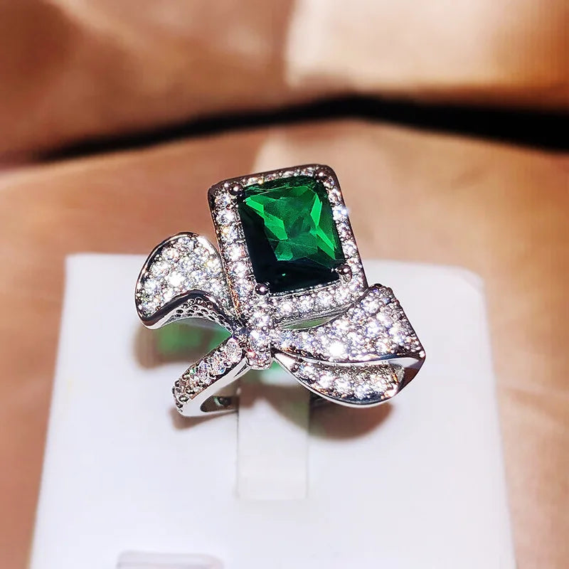 Simple And Light Luxury Bow Pink Purple Zircon Opening Ring Women's Party Birthday Jewelry Gift Wholesale