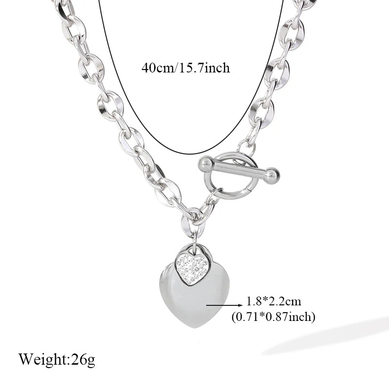 EILIECK 316L Stainless Steel Heart Love Pendant Necklace For Women Trendy Gold Silver Color Waterproof Neck Chain Jewelry Gift