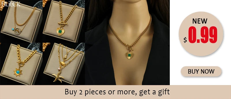EILIECK 316L Stainless Steel Exaggerated Acrylic Link Thick Chain Necklace For Women Girl Fashion Leaves Neck Chain Jewelry Gift