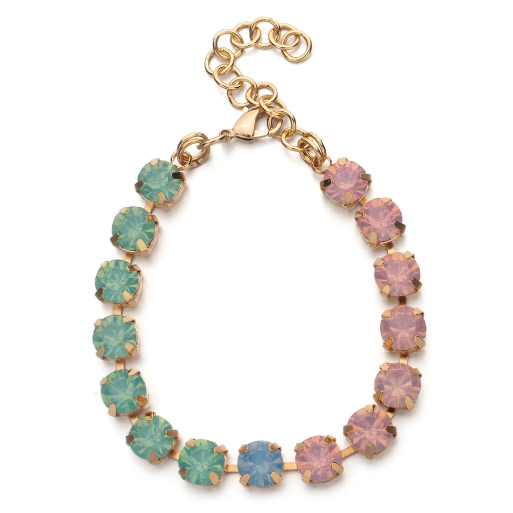 New Design Hot Deal Crystal Charms Bracelets For Women Claw Drill Set Colorful Crystal Bracelets Lobster Clasp  Link Chain