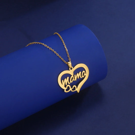 Skyrim Mother's Day Mama Letter Pendant Stainless Steel Necklace for Women Gifts love Pendant Neck Chain Exquisite Jewelry Gift