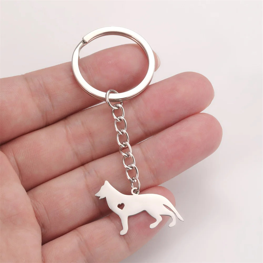 Cute Dog Samoye Keychain for Women Men Stainless Steel Dachshund Puppy Animal Lovers Key Ring for Car Backpack  Jewelry Gifts