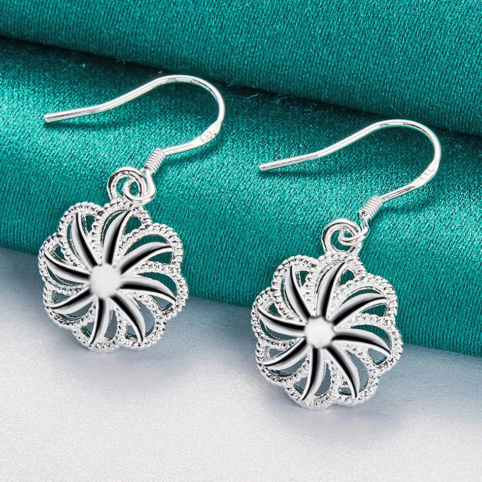 URMYLADY 925 Sterling Silver Flower Earrings For Women Wedding Engagement Party Fashion Jewelry