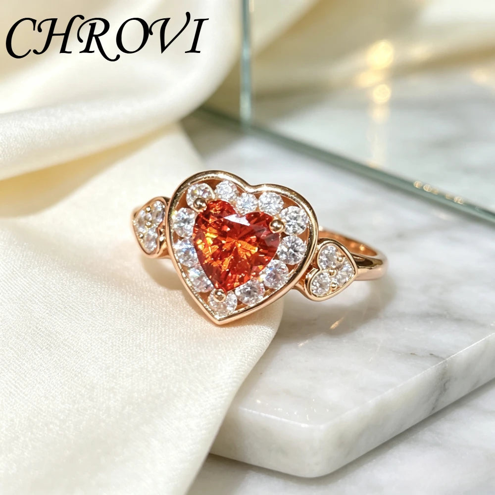 Retro 925 sterling silver dopamine fanta color heart-shaped zirconium stone open ring - Luxury handcrafted jewelry
