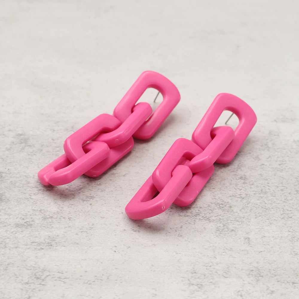 Fashion Pink Acrylic Geometric Beads Bracelets Necklace Earrings for Women Heart Tube Beaded Bracelets 2026 New Jewelry Gifts