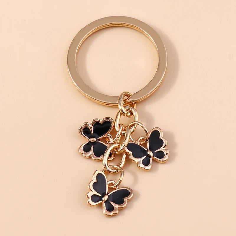 Cute Colorful Butterfly Keychains Enamel Animal Keyrings Souvenir Gift for Women Men Handbag Pendants Key Chains DIY Accessories