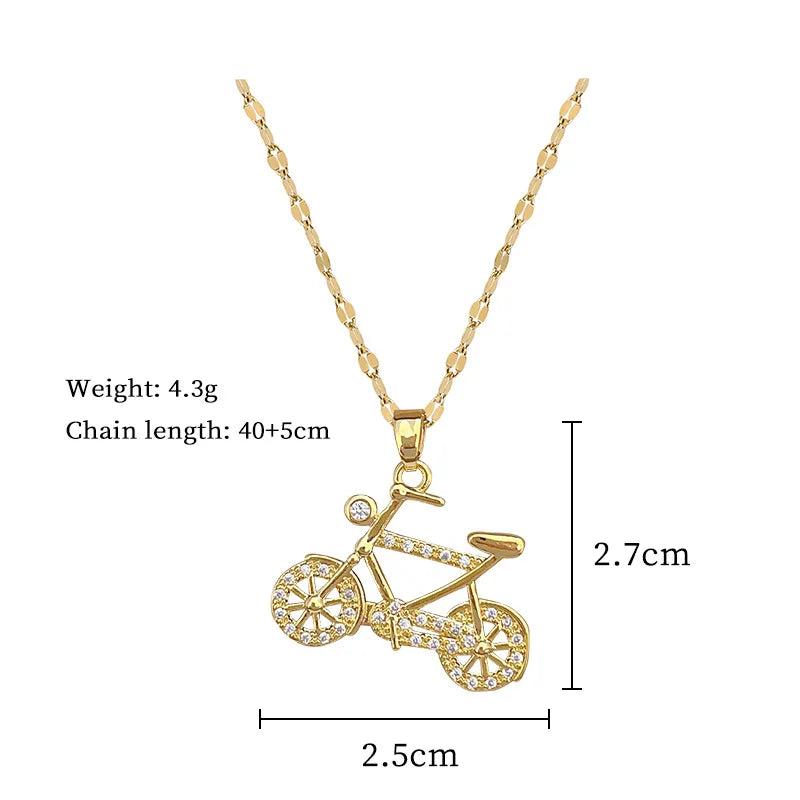EILIECK 316L Stainless Steel Dragonfly Butterfly Shiny Cubic Zircon Pendant Necklace for Women Luxury Neck Chain Fashion Jewelry