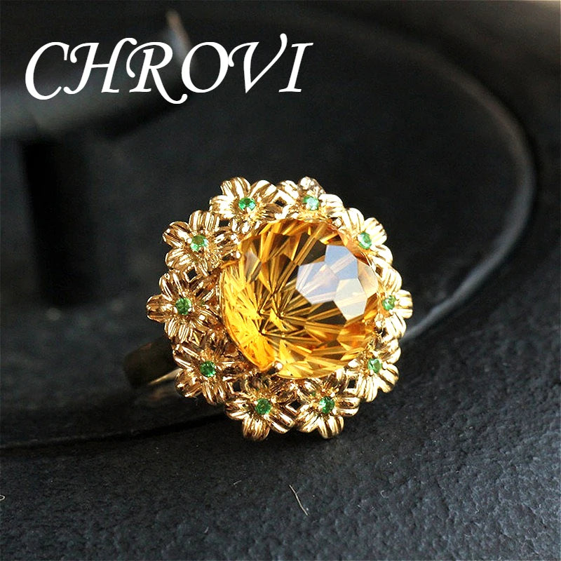 Light luxury ice flower 18K gold versatile flower open ring ring for women jewelry