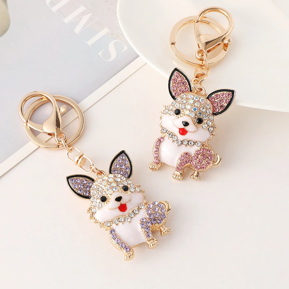 Corgi Key Chain Women's Handbag Pendant Car Key Ring Souvenir Gifts for Family and Friends Animal Cartoon Dog