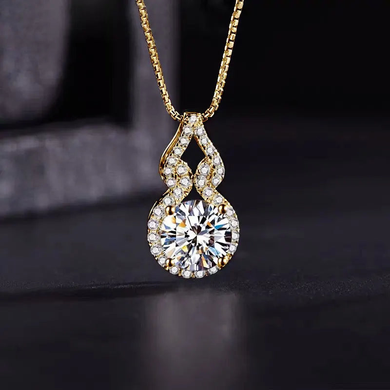 OXTAO D Color Moissanite Infinity Pendant Necklace Women Real 925 Sterling Silver Engagement Luxury Gourd Shape Jewelry