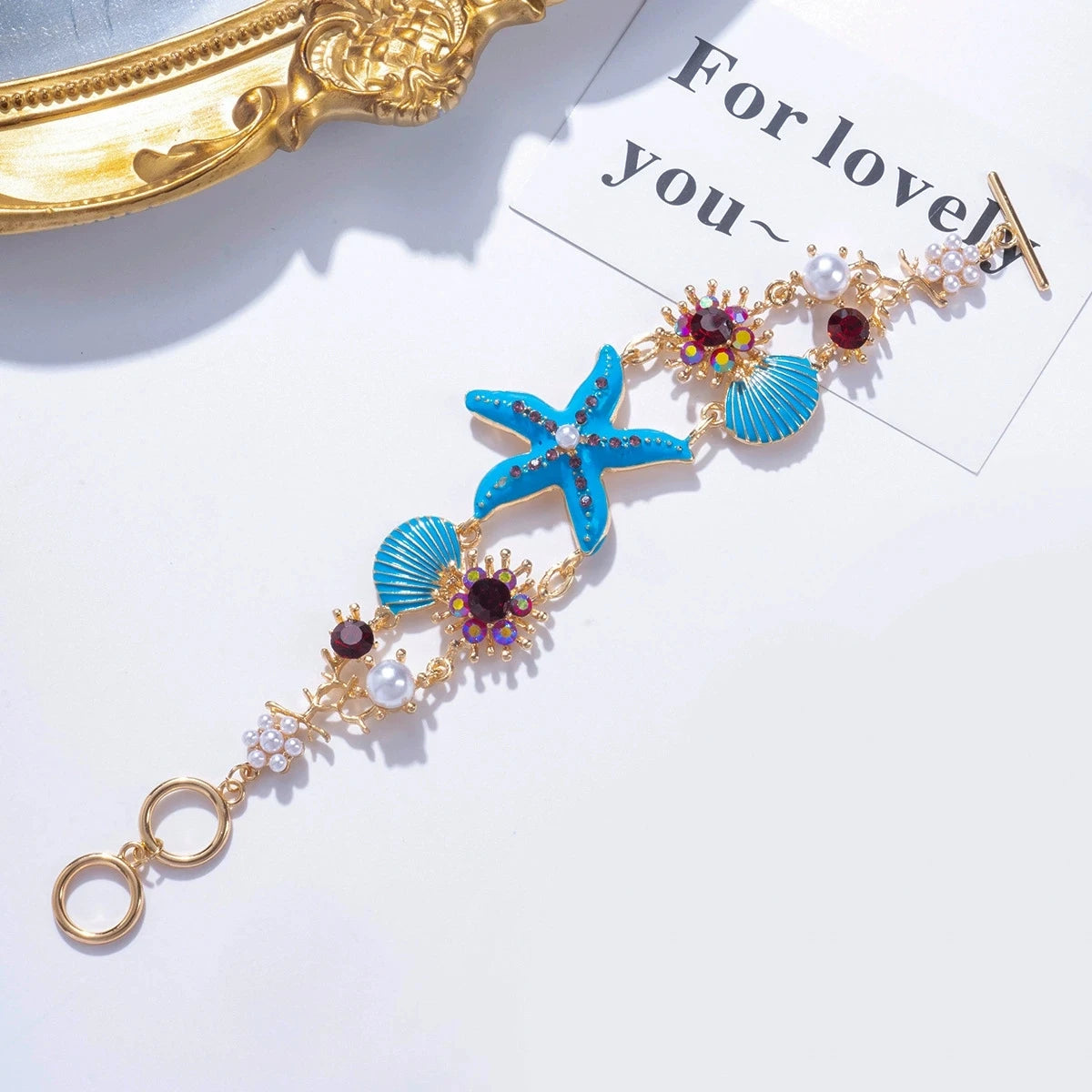 Bohemian Starfish Shell Bracelet For Women Crystal Pearl Summer Bangle Female Seaside Beach Boho Jewelry Accessories