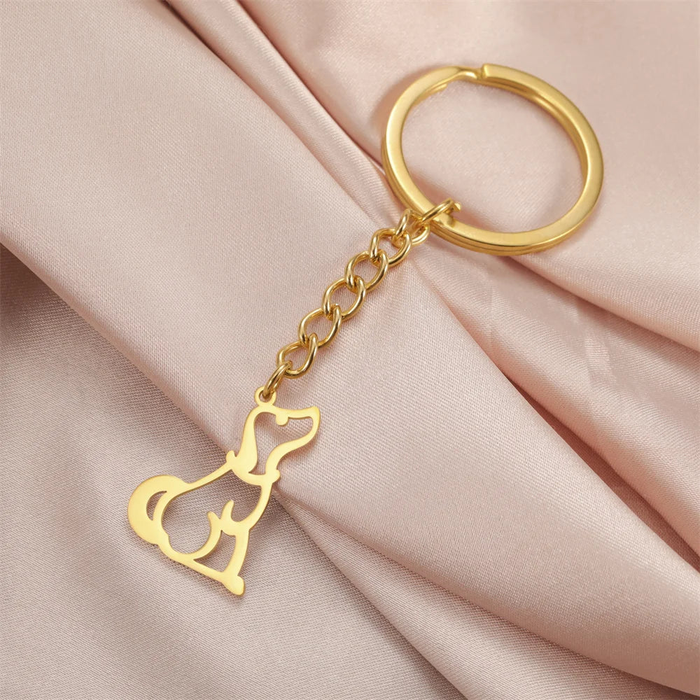 Cute Dog Samoye Keychain for Women Men Stainless Steel Dachshund Puppy Animal Lovers Key Ring for Car Backpack  Jewelry Gifts