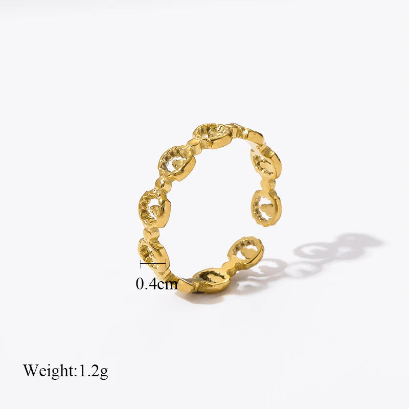 EILIECK 316L Stainless Steel Geometric Gold Color Cuff Rings For Women Girl Fashion New Jewelry Friend Gift Party anillos mujer
