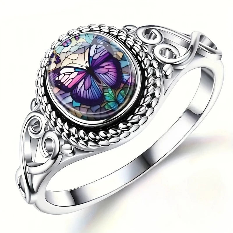 1pc Vintage Ethnic Style Oval Stone Carved Pattern Ring for Women's Bohemian Personalized Holiday Party Accessory Jewelry