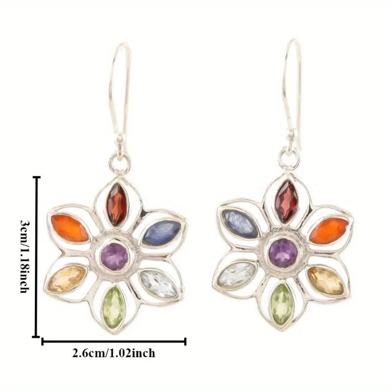 New Bohemian Alloy Earrings Round Drop Oil Multicolor Diamonds Sun Flower Distinctive Embellishment Gifts Party