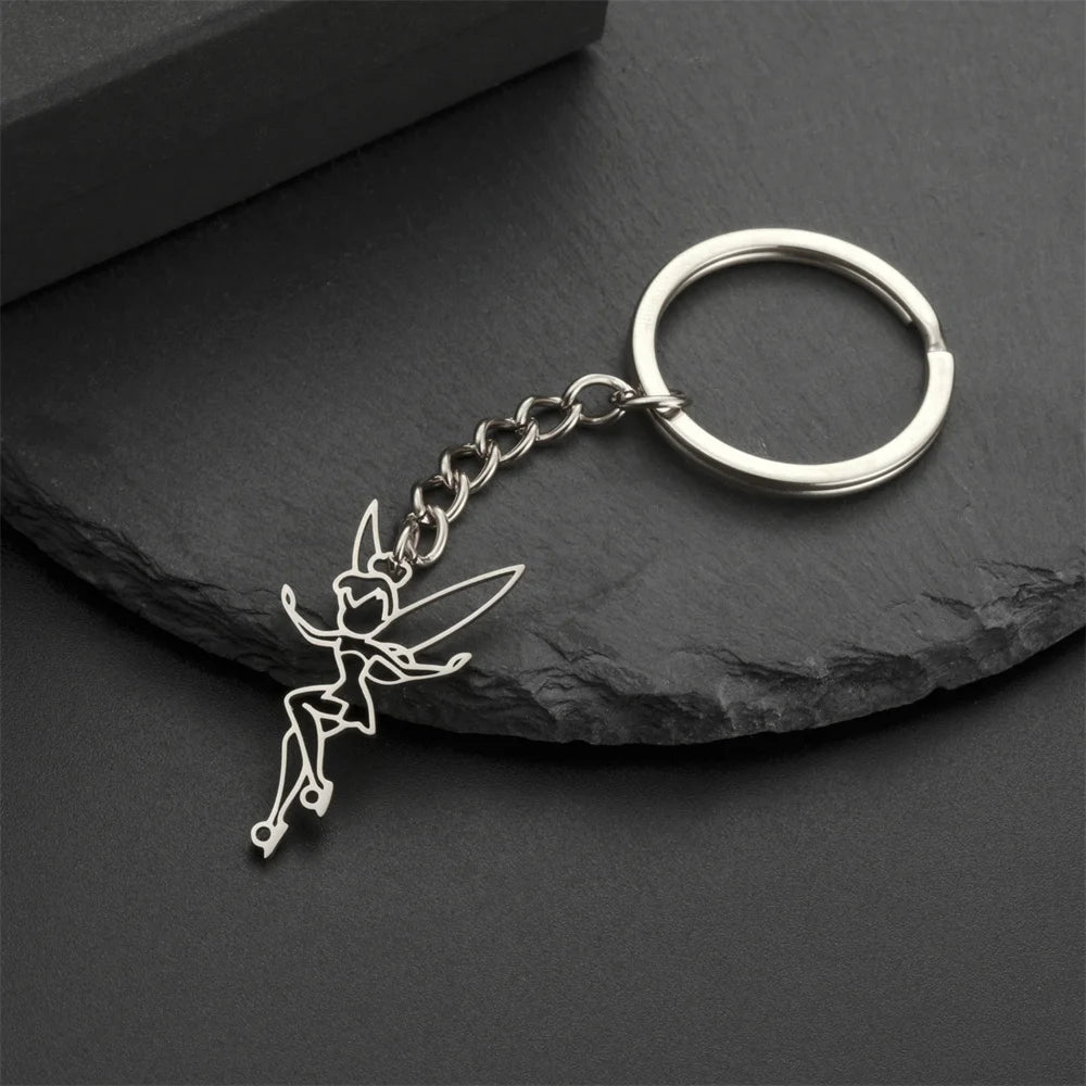 My Shape Fairy Keychain Creative Fantasy Elf Key Ring for Women  Stainless Steel Bag Car Keychain Fashion Jewelry Wholesale