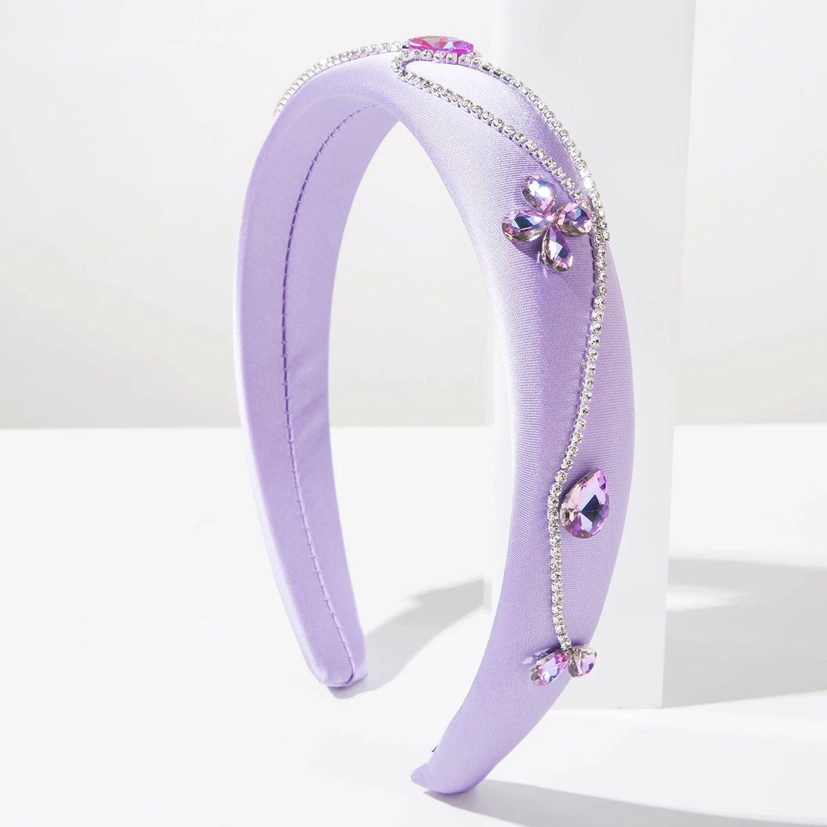 Sweet And Fresh Korean Style Diamond Studded Flower Headband With Wide Edges, Elegant And Feminine Hair Accessories