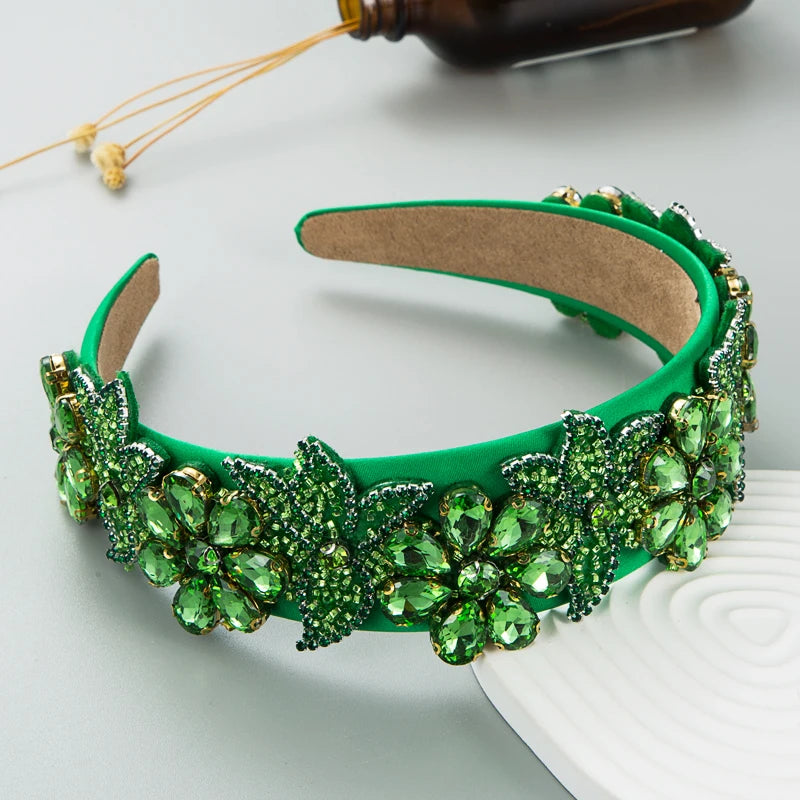 European and American Fashion Trend New Fabric Rhinestone Crystal Headband Women's Retro Baroque Bright Hair Band