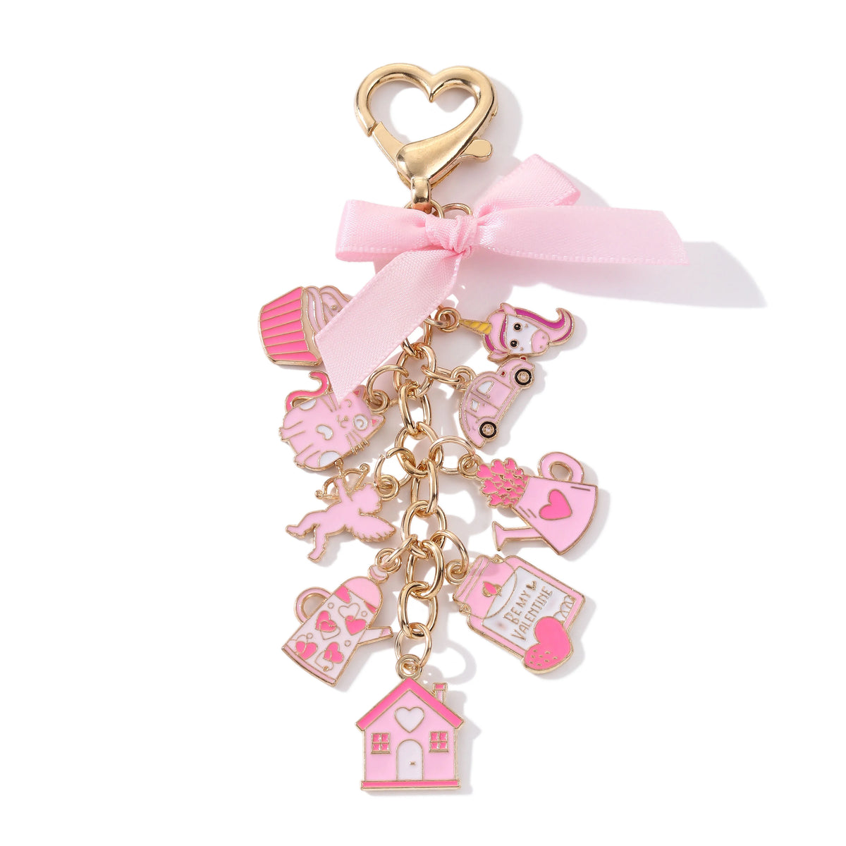 1PC Romantic Love Envelope Cake Chocolate Drip Alloy Keychain Cartoon Bouquet Sweet Valentine's Day Trendy Bag Mobile Pendant