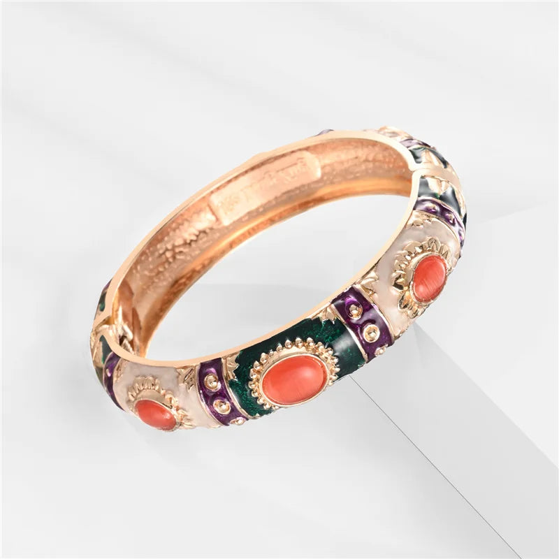1/5 PCS Enamel Bracelet For Women Bangle On Hand Cloisonne Women's Hand Bracelets India African Jewelry Bohemian Designer Gifts