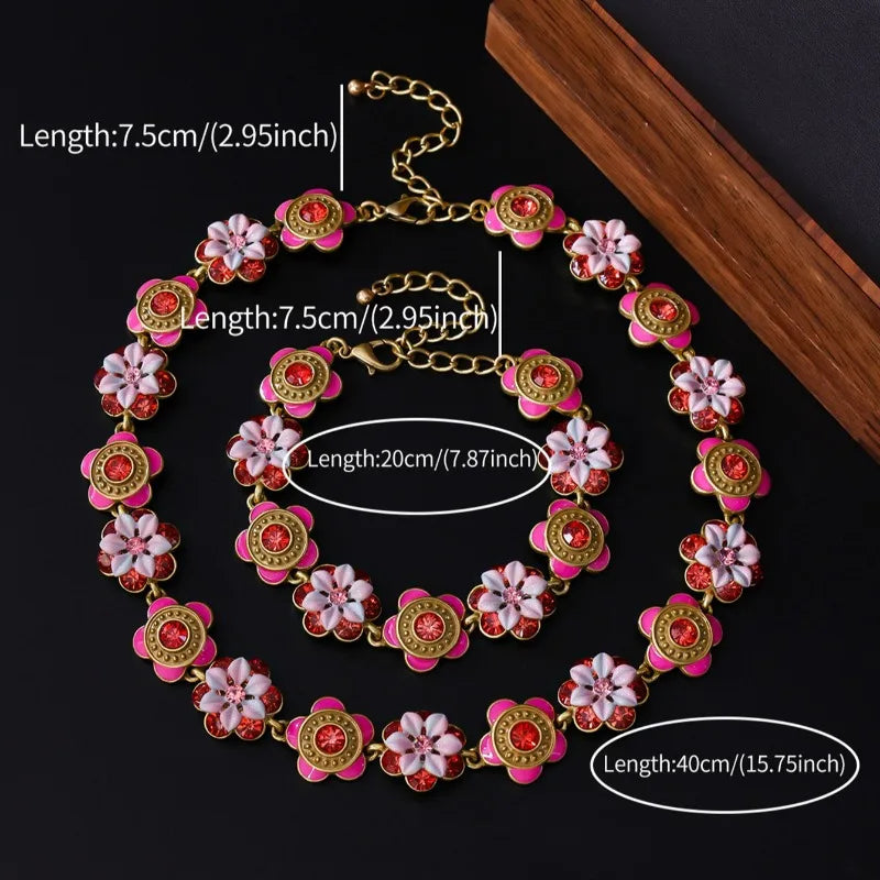 NISHIZAWA Enamel Flowers Bracelets for Women Vintage Sweet Exquisite Jewelry Court Style Elegant Luxury Pulseras Mujer