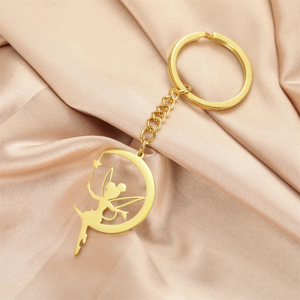 My Shape Fairy Keychain Creative Fantasy Elf Key Ring for Women  Stainless Steel Bag Car Keychain Fashion Jewelry Wholesale