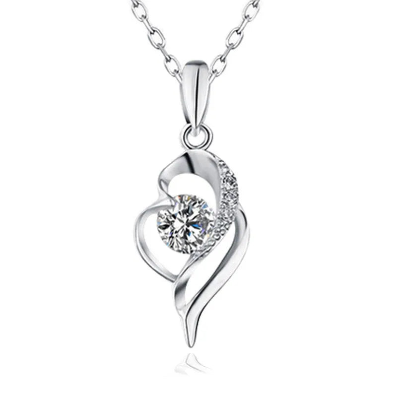 925 Sterling Silver Necklace Pendant Romance Heart Zircon High Quality For Woman Fashion Wedding Engagement Jewelry Gift