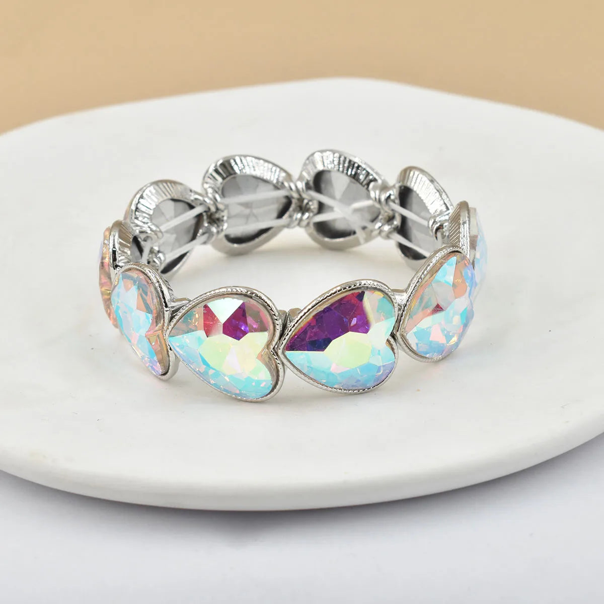 2026 New fashion crystal Women bracelet geometry thread red white blue charms elastic band heart shaped glass Atmospheric Love