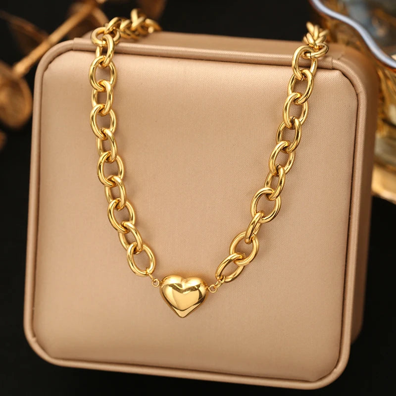 EILIECK 316L Stainless Steel Chains Necklace Choker For Women Trendy Gold Color Collar Neck Chain Waterproof Jewelry Lady Gift
