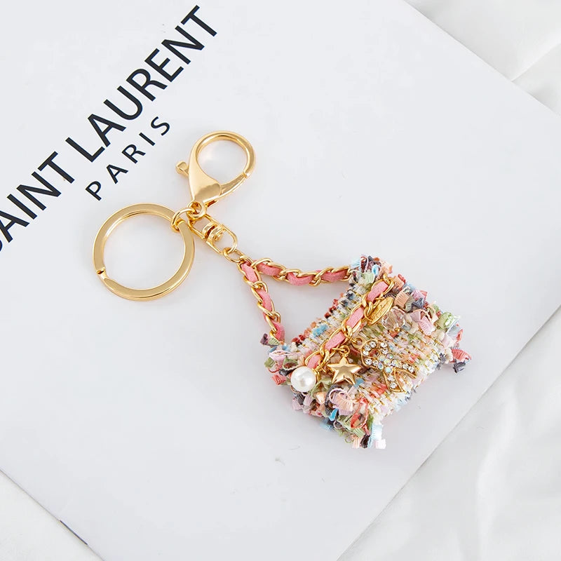 Metal Luxury Bag Keychain Leather Bag Shape Woman's High -end Charm Decoration Supports A Seal Leopard Leather Bag