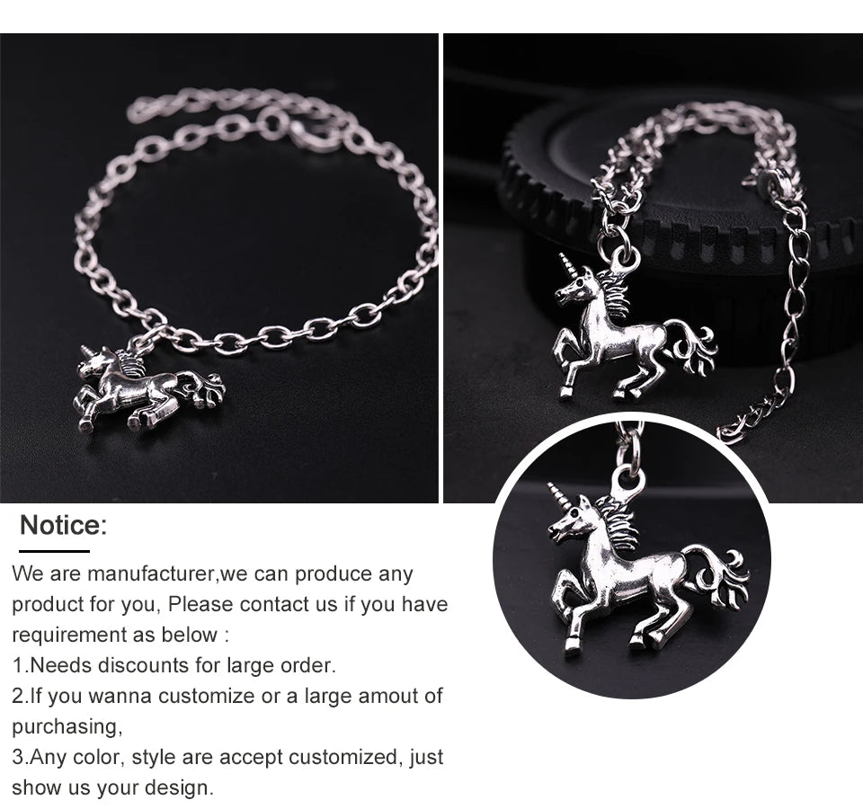 My Shape Punk Horse Charm Pendant Bracelet Wheat Chain for Men Women Zinc Alloy Bracelets Bangle Horse Jewelry bracelet cheval