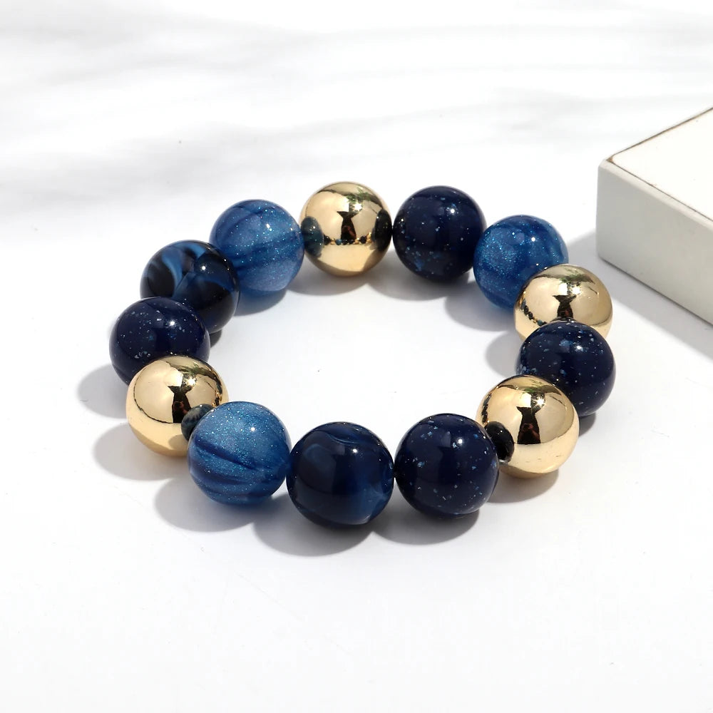 Trendy Acrylic Colorful Glitter Elastic Round Beads Bracelets New Resin Geometric CCB Bead Bangles Bracelet 2025 Fashion Jewelry