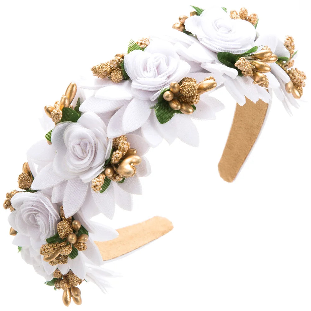 Simulation Rose Flowers Hairbands for Women Tiaras Crown Headband Hair Jewelry Party Birthday Costume Accessories