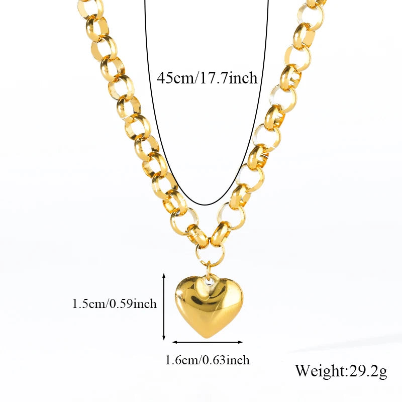 EILIECK 316L Stainless Steel Heart Love Pendant Necklace For Women Daily Wear Trendy Exquisite Charm Neck Chain Jewelry Gift