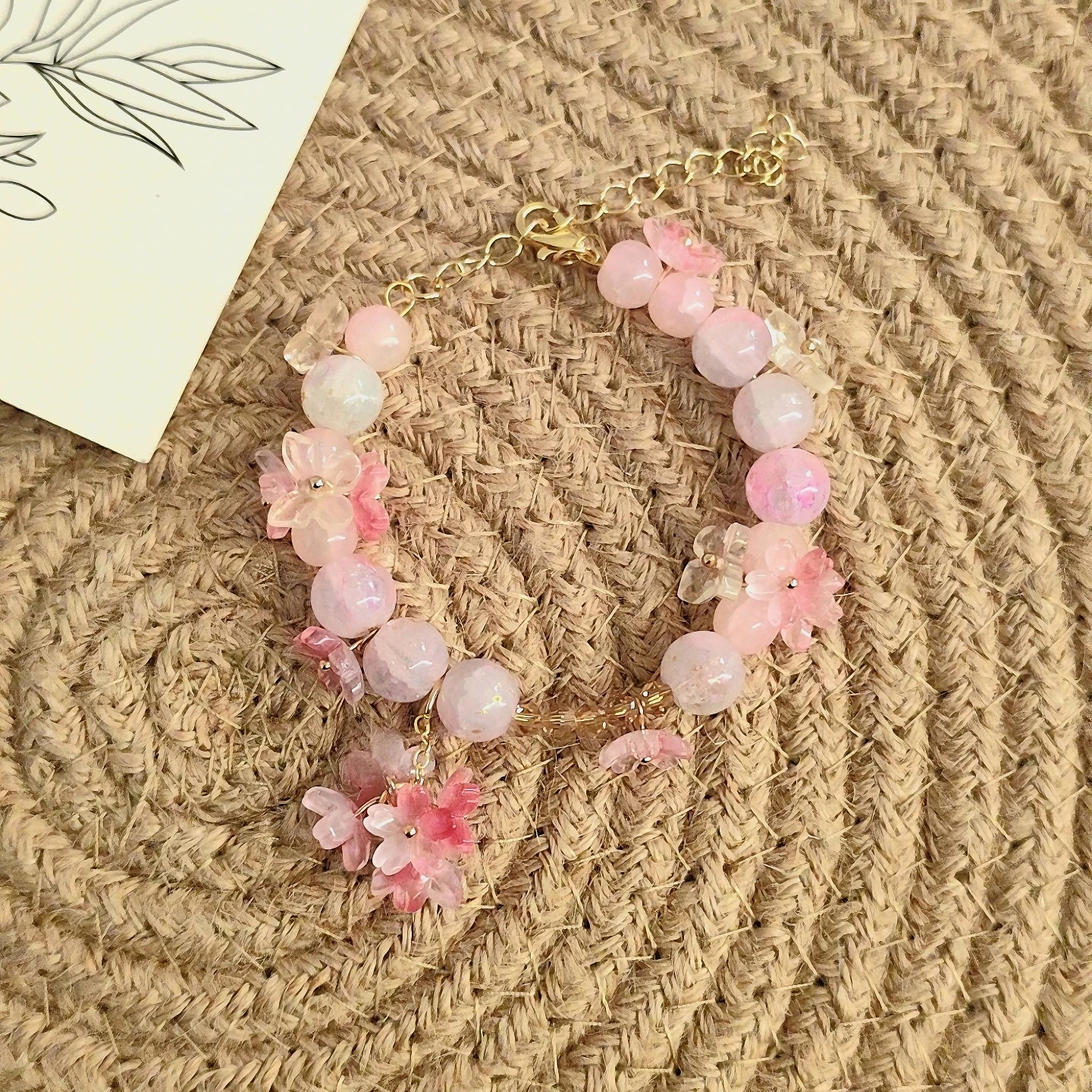 Pink Plum Cherry Blossom Crystal Butterfly Flower Berry Bracelet Women and Girls Sweet Delicat Jewelry Gifts