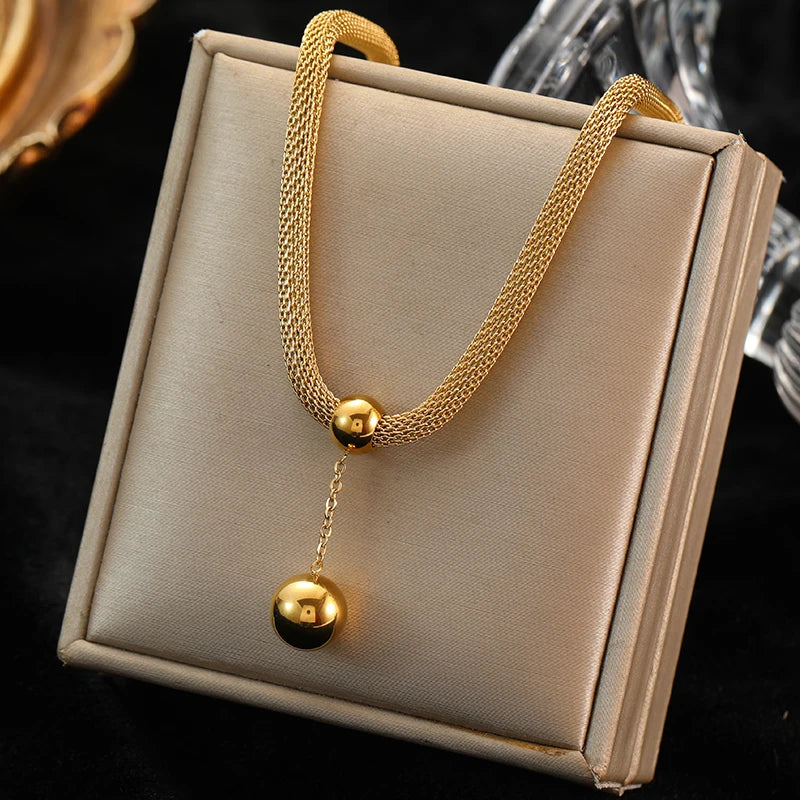 EILIECK 316L Stainless Steel Heart Love Pendant Necklace Statement Golden Glossy Thick Chunky Collar Dangle Neck Chain Jewelry