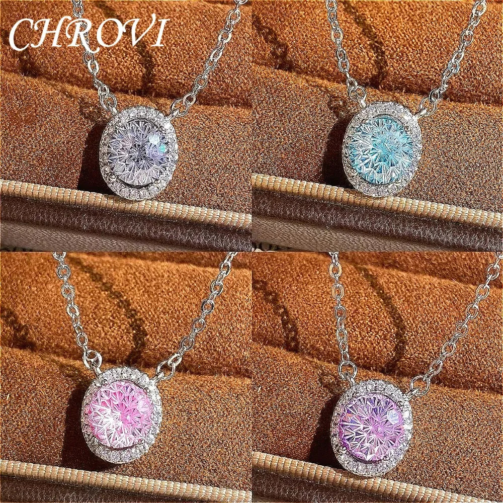 Fashion 925 Sterling Silver Internet Celebrity Sparkling Romantic Women's Cubic Zirconia Aquamarine Clavicle Necklace