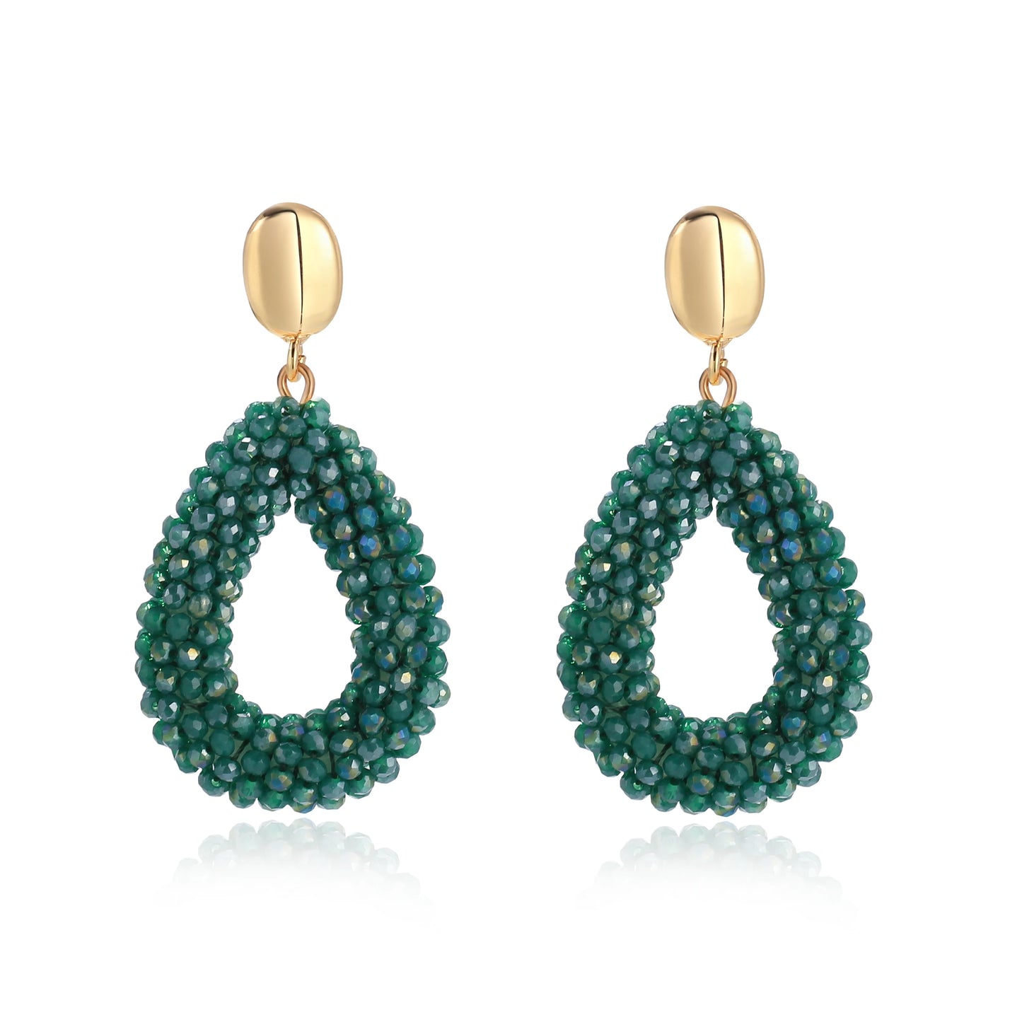 Badu Colorful Beaded Dangle Earrings for Women Boho Handmade Crystal Faceted Beads Teardrop Earrings Statement Fashion Jewelry