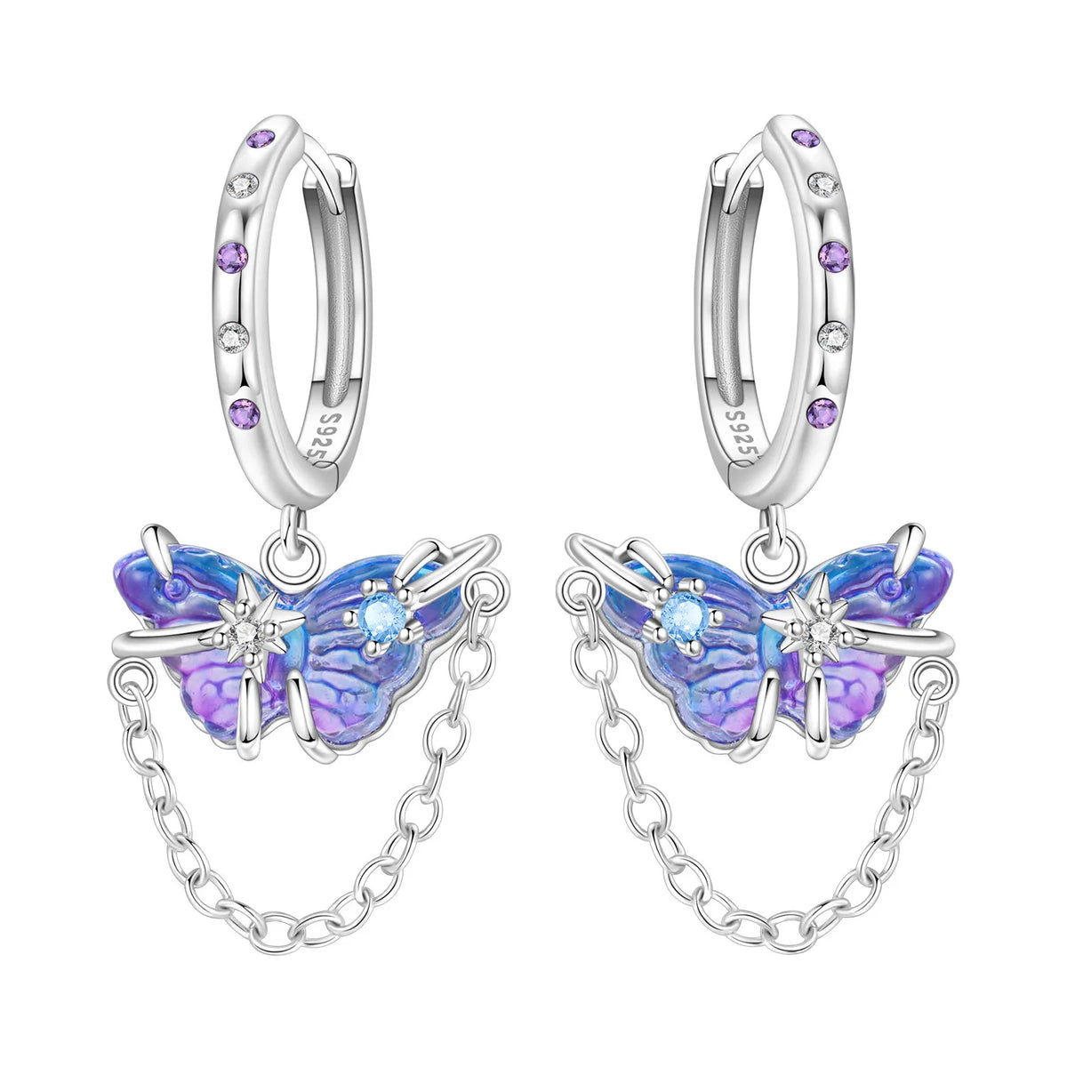 Orstarry 925 Sterling Silver Blue Zircon Dragonfly Drop Earrings Women Earrings Charm Fashion Versatile Party Jewelry Gifts