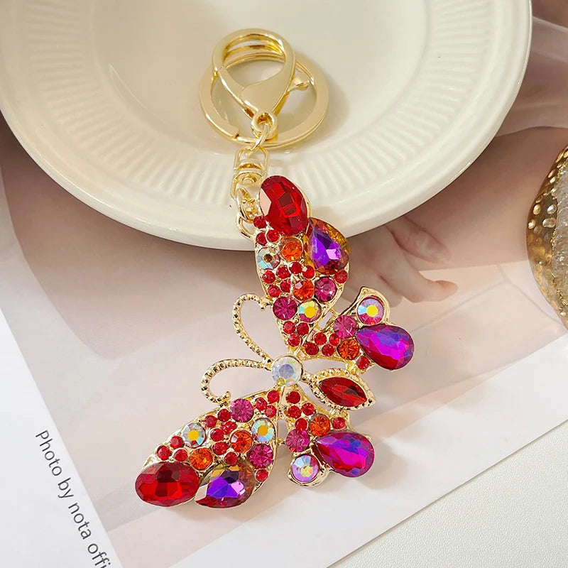 EASYA 2024 New Butterfly Keychain Collection Rhinestone Crystal Inlaid Car Pendant Handicrafts