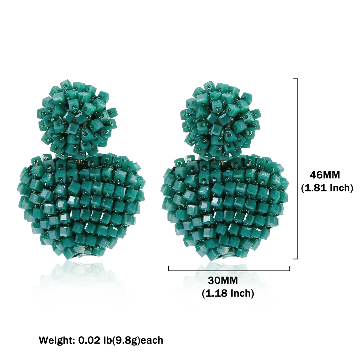 Badu Heart Shape Drop Earrings For Women Handmade Colorful Crystal Beads Big Statement Earrings Summer Party Jewelry Gifts