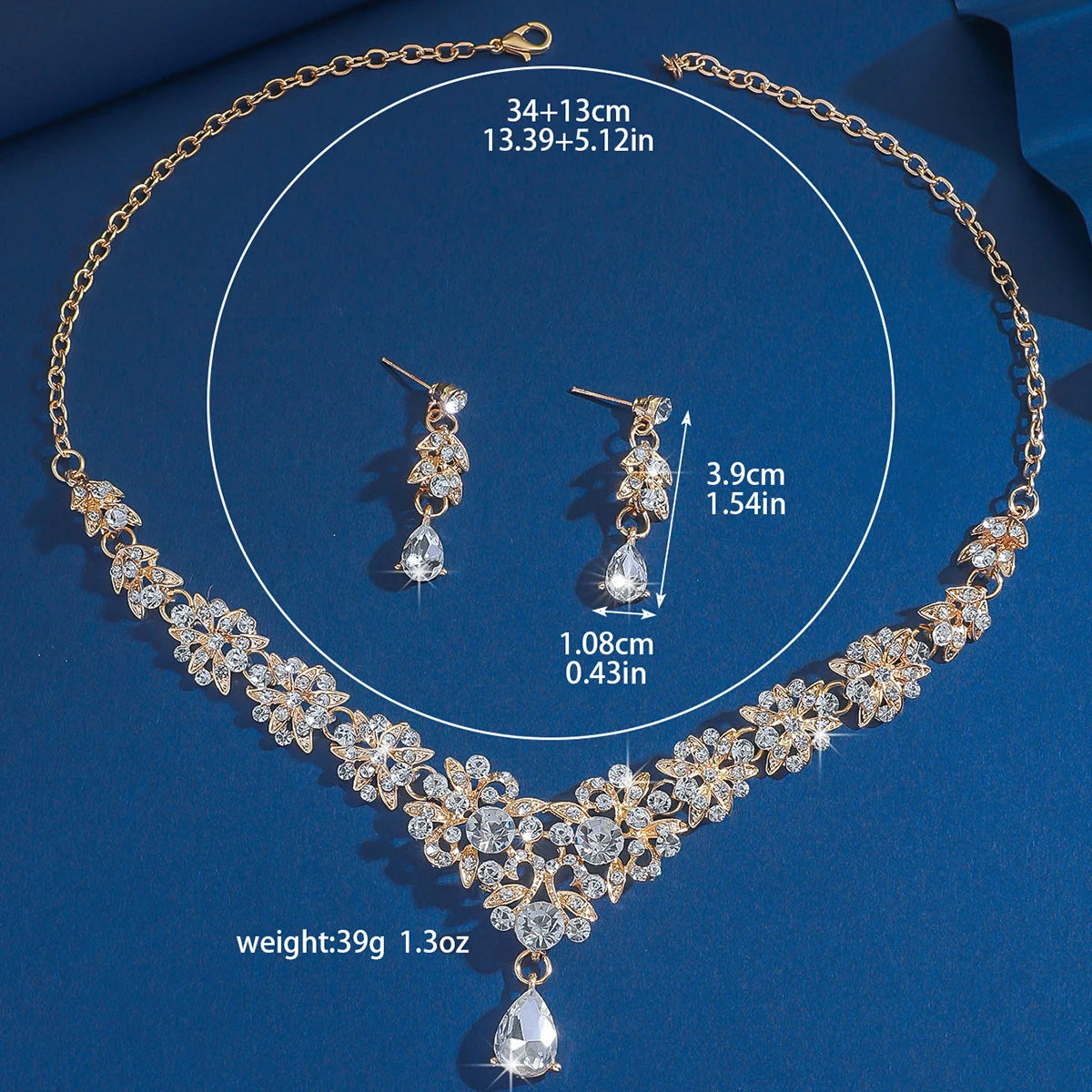 Amazon Bridal Necklace Earring Set Wedding Jewelry with Zircon Setting Evening Dress Accessories Cross Border Direct Sales