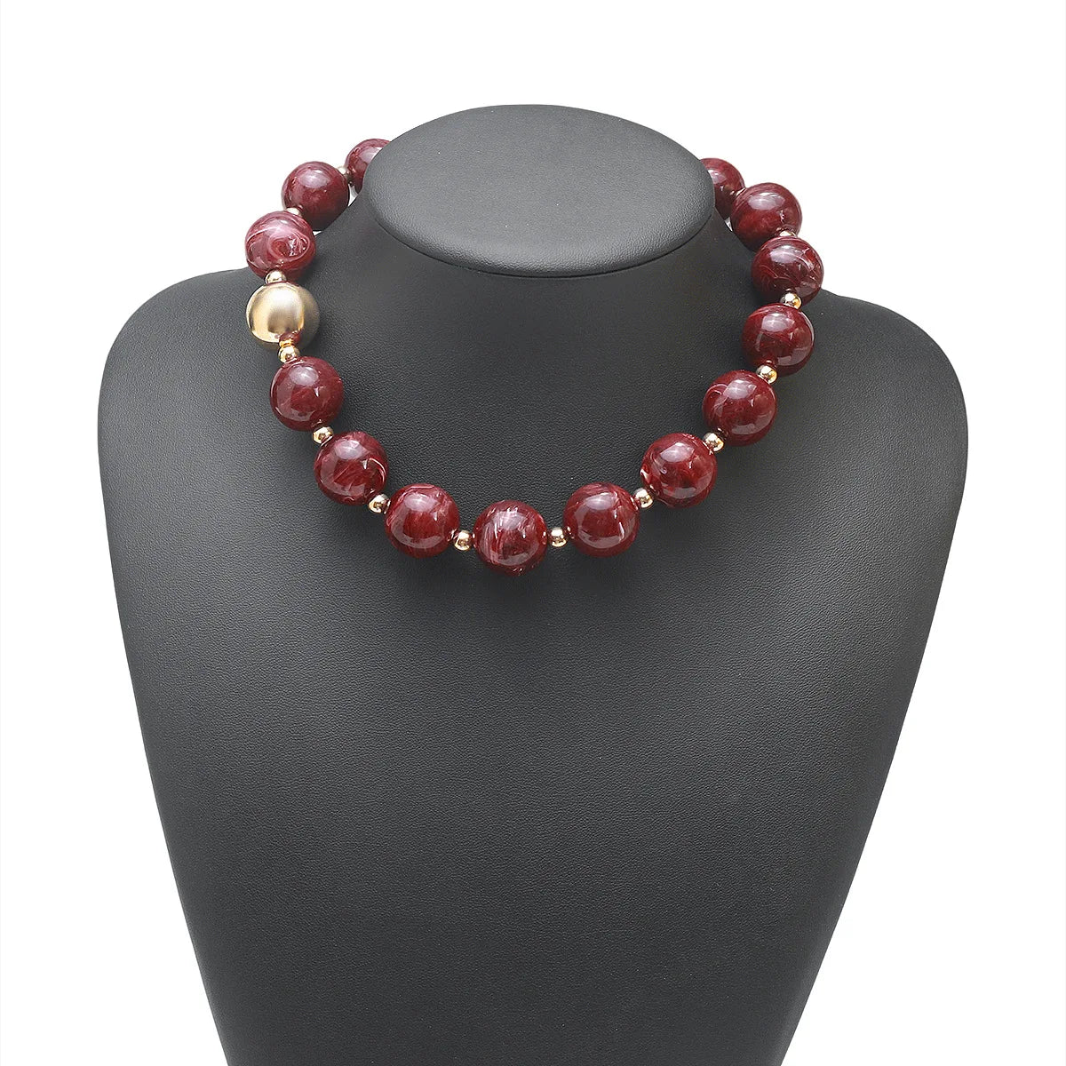 KMVEXO Fashion Colorful Round Resin Beaded Chokers Necklace for Women Smudging Acrylic Necklaces Neck Chain Daily Party Jewelry