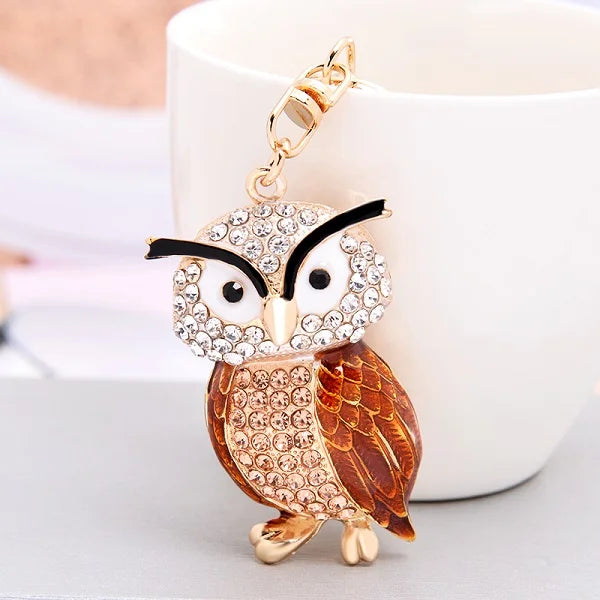 EASYA New Design Crystal Owl Keychain Full Rhinestone Key Ring Key Holders For Women Bag Accessories Cute Animal Car Key Chain