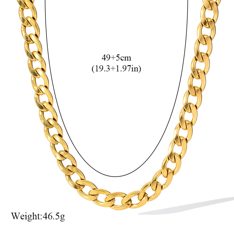 EILIECK 316L Stainless Steel Metal Charm Chain Necklace Statement Jewelry 18K PVD Plated Statement Collar Neck Chain For Women