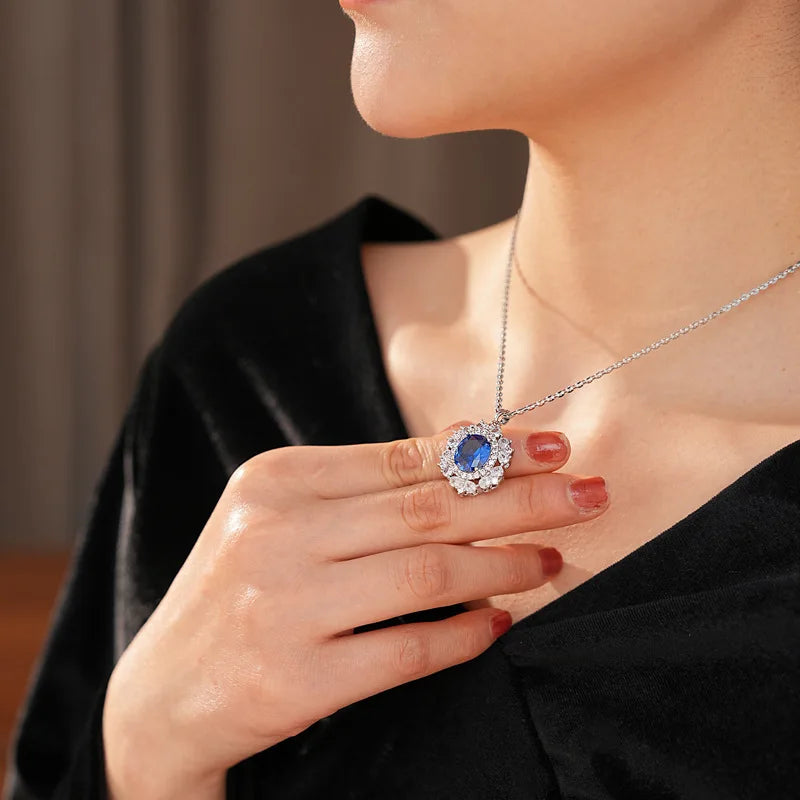 Medium Vintage Inlaid Rhinestone Three-piece Jewelry Set Oval Ring Earring Light Luxury Fashion Necklace Accessories Set