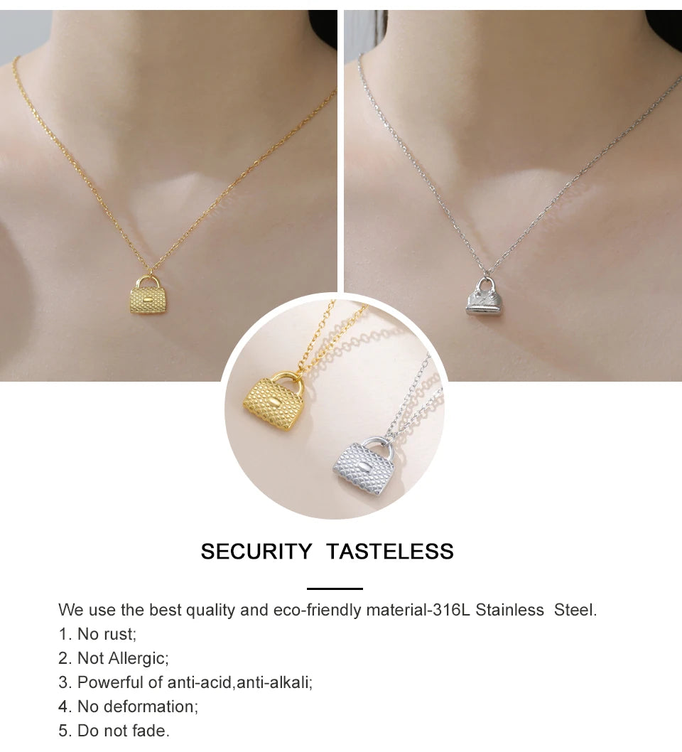 My Shape Fashion Handbag Necklace for Women Ladies Lovely Purse Shape Pendants Chain Stainless Steel Jewelry Party Gift Trendy