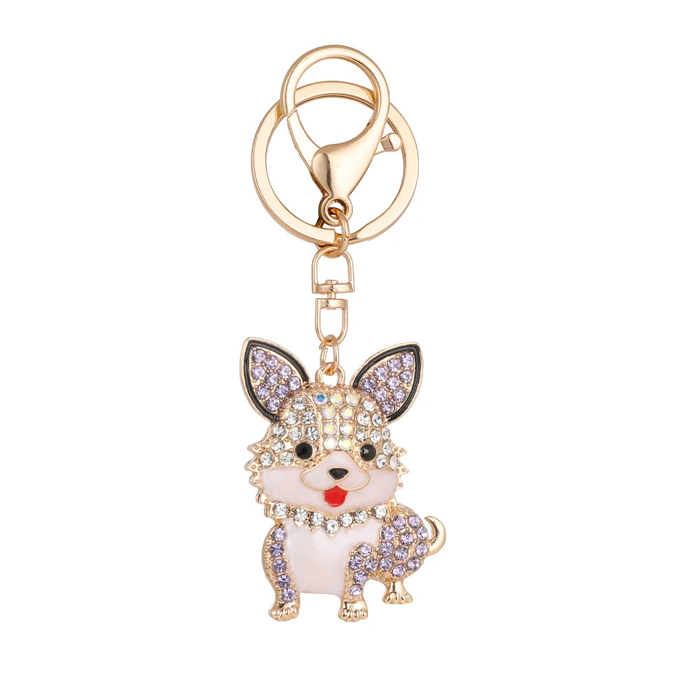 Corgi Key Chain Women's Handbag Pendant Car Key Ring Souvenir Gifts for Family and Friends Animal Cartoon Dog