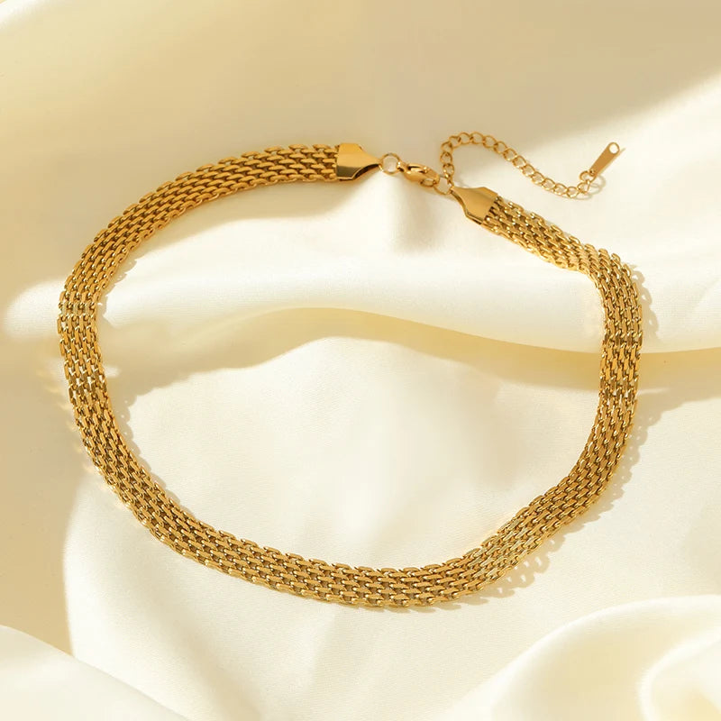 EILIECK 316L Stainless Steel Gold Color Chain Chokers Necklace For Women High Quality  Neck Chain Trendy Fashion Jewelry Bijoux